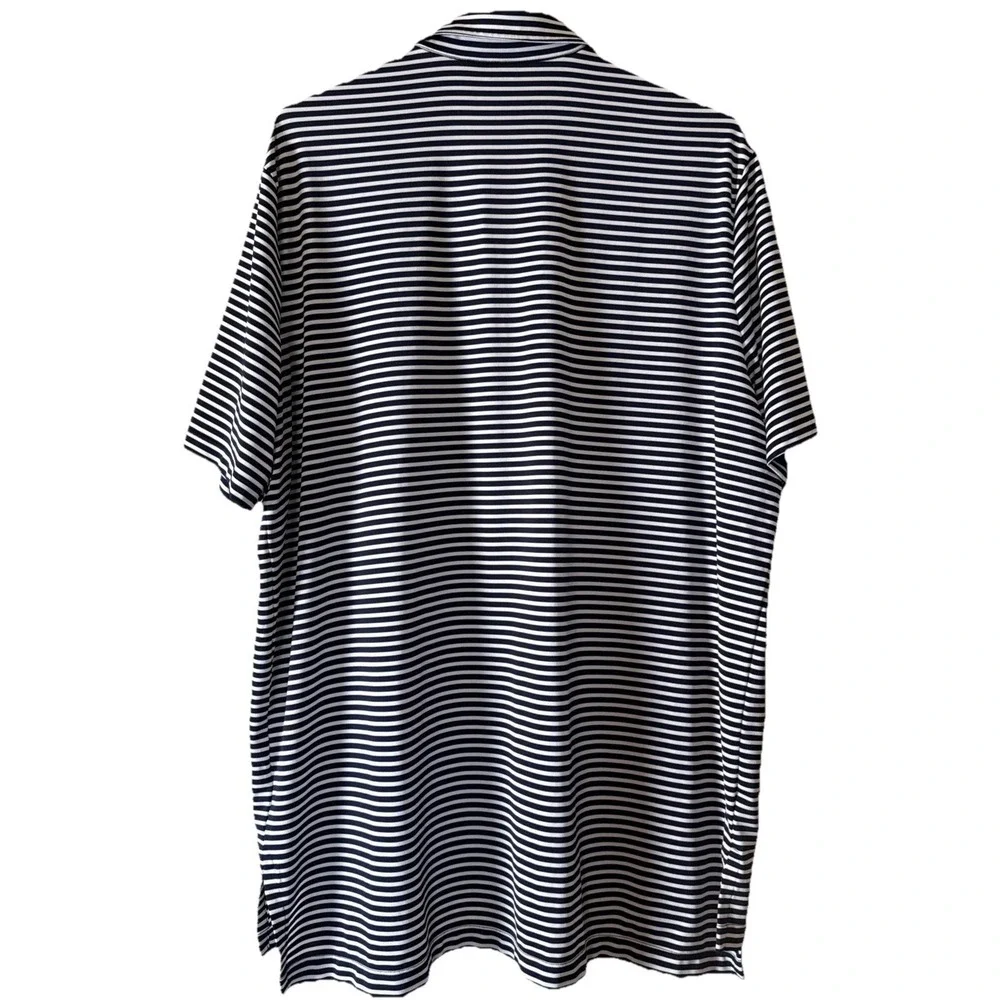 Polo Ralph‎ Lauren Polo Shirt Mens Large Navy White Striped Performance Golf EUC
